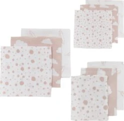 Meyco Clouds/Dots/Feathers Starterset - 9-pack - Hydrofiel - Pink