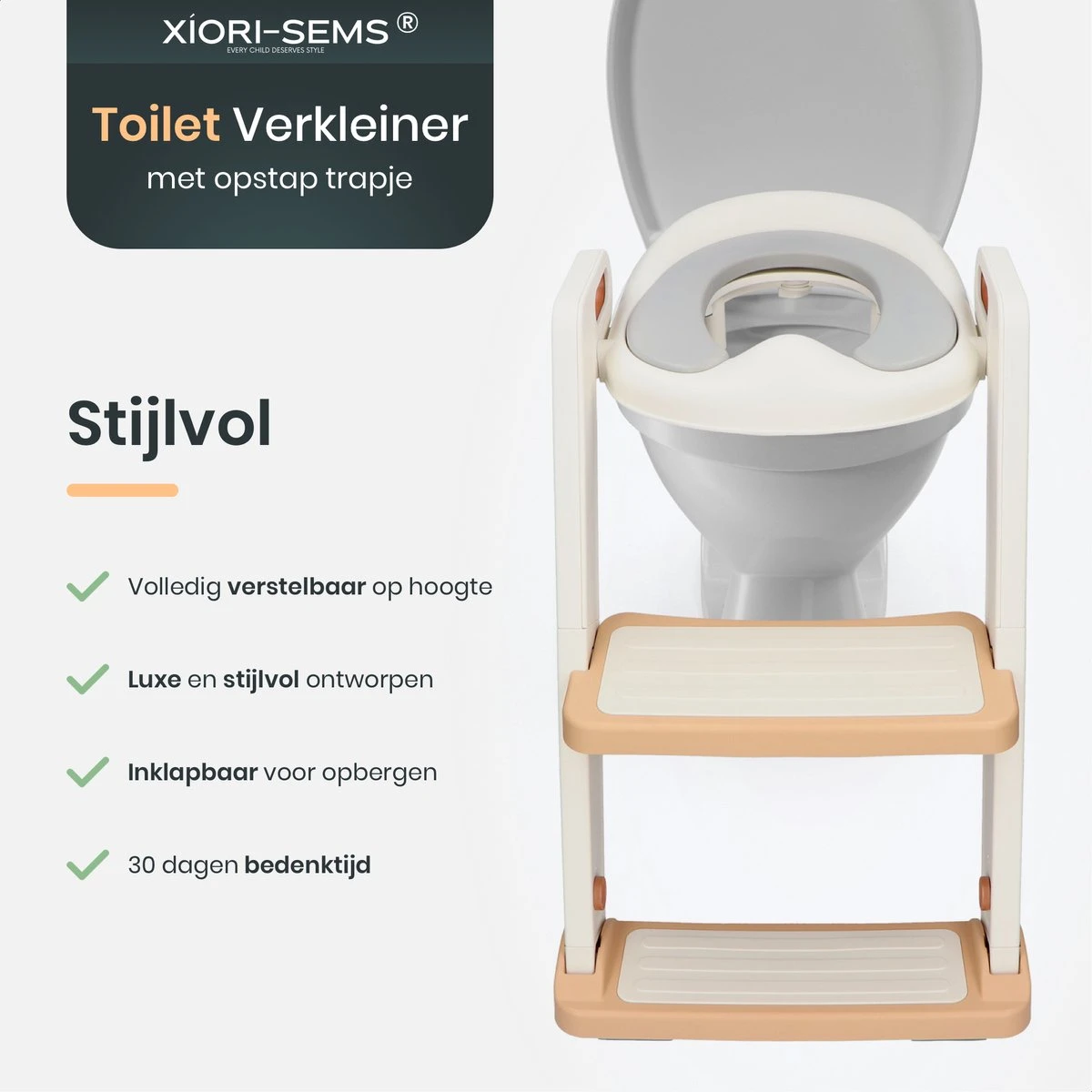XIORI-SEMS - WC Verkleiner Met Trapje - Toiletverkleiner - Wit Met Goud - Toilettrainer - 2 Tot 7 Jaar - Met Beloningssysteem 4 XIORI-SEMS - WC Verkleiner Met Trapje - Toiletverkleiner - Wit Met Goud - Toilettrainer - 2 Tot 7 Jaar - Met Beloningssysteem - Afbeelding 2
