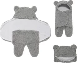 BonBini´s Teddy Bear Wikkeldeken Newborn - Zachte Grijze Teddy Beer Inbakerdoek Newborn Baby - 3-6 Maanden - Grijs -Babyproducten Korting Winkel 1200x984 2