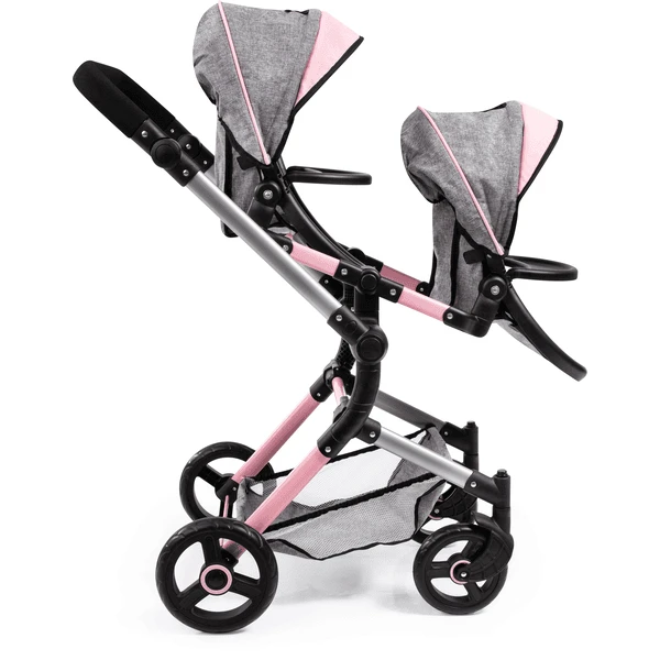 Bayer Design Twin Neo Poppenwagen Grijs/roze, Met Vlinder 6 Bayer Design Twin Neo Poppenwagen Grijs/roze, Met Vlinder - Afbeelding 4