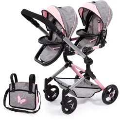 Bayer Design Twin Neo Poppenwagen Grijs/roze, Met Vlinder 11 Bayer Design Twin Neo Poppenwagen Grijs/roze, Met Vlinder -Babyproducten Korting Winkel bayer design twin neo poppenwagen grijs roze met vlinder a313430 4